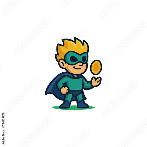A cartoon superhero icon logo flat vector design