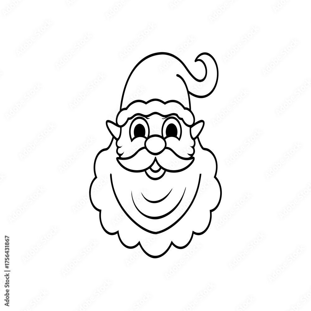 Fototapeta premium Santa claus face line drawing on transparent background