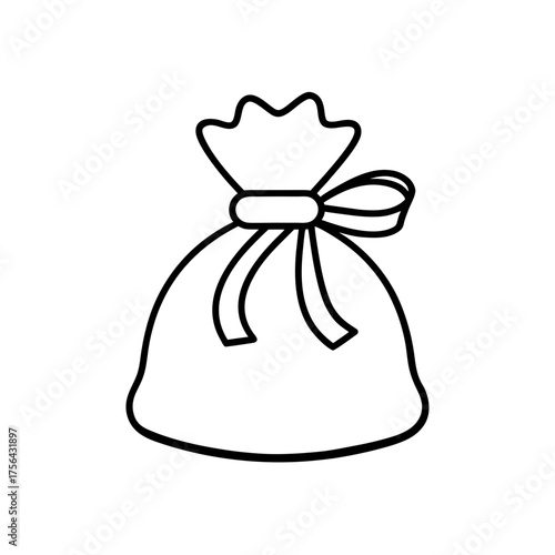 Outline of a tied sack image on transparent background