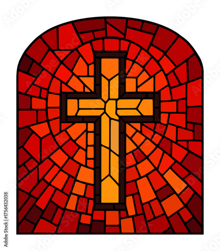 mosaic of stained glass window - christian cross (artwork 4)