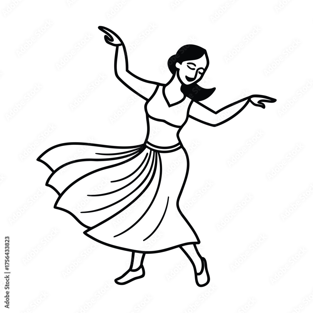 Fototapeta premium a female dancer with arched back skirt flaring