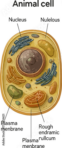 A detailed labeled illustration of a fungal cell showing its nucleus, cytoplasm, vacuole, and other organelles in a realistic scientific style for biology education.
