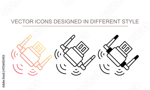 Wifi Adapter icon set multiple style collection