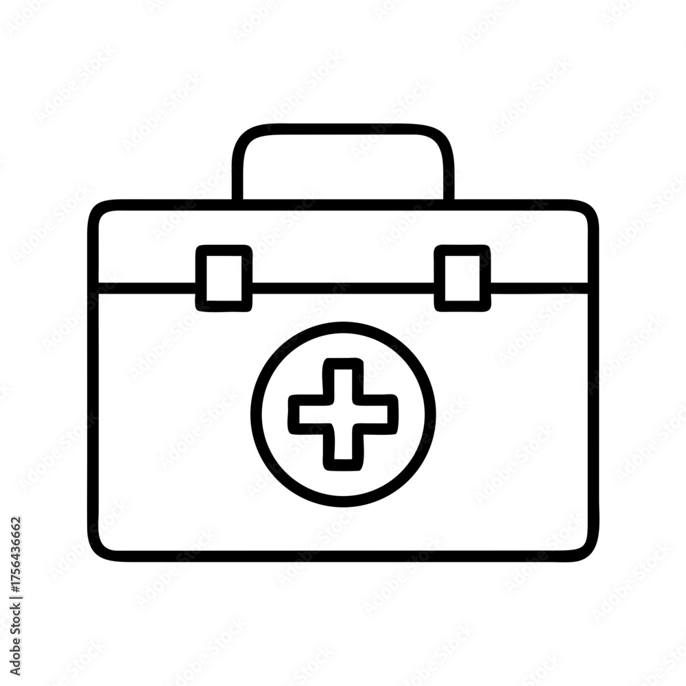 Fototapeta premium Vector art of first aid kit with a cross symbol