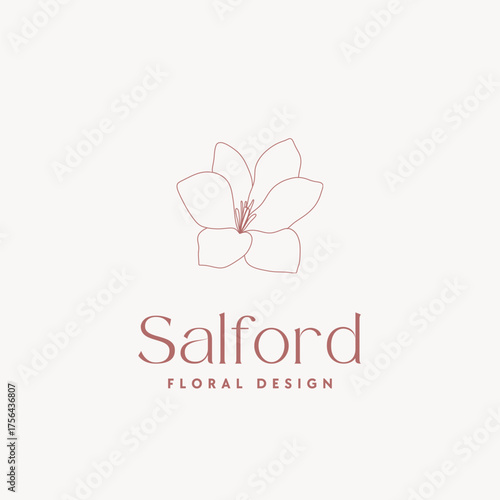 Elegant floral design logo for modern businesses, perfect for branding and stationery mockups with a touch of sophistication and natural beauty