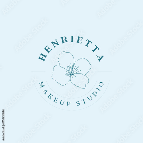 Elegant flower logo design for Henrietta Makeup Studio creates a professional and inviting brand identity perfect for beauty and cosmetic businesses
