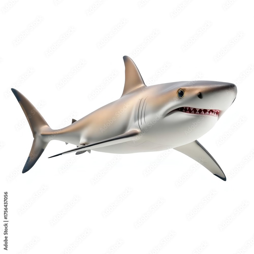 Obraz premium the great white shark. predatory fish. watercolor drawing. artificial intelligence generator, AI, neural network image. background for the design