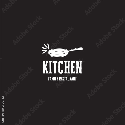 Inviting family restaurant logo with a stylized skillet, perfect for branding a warm, welcoming dining experience and creating memorable culinary moments