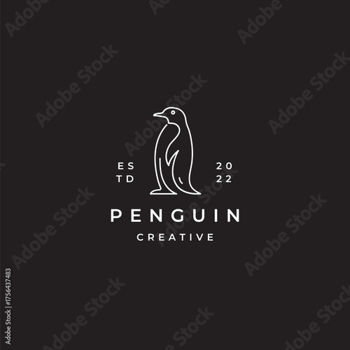 Elegant penguin logo design with modern line art for branding and creative businesses seeking a unique and memorable animal mascot or symbol