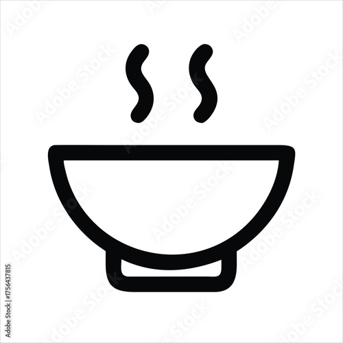 Soup bowl dishware flat vector icon for restaurant food menu