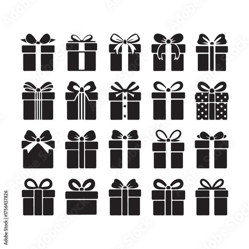 Set of colorful gift boxes with bows and ribbons vector illustration