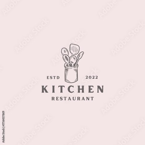 Elegant kitchen restaurant logo design with vintage charm for your brand identity, perfect for menus, signage and culinary marketing materials