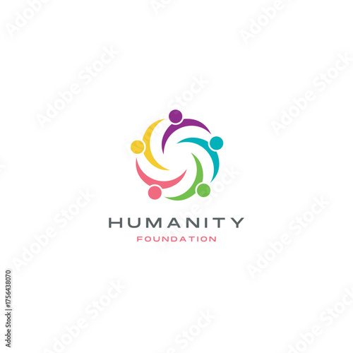Vibrant humanity foundation logo conveys community spirit, ideal for social causes, charity, and global partnerships promoting unity and hope for a better world
