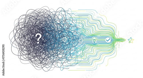 Conceptual illustration of problem solving process leading to a successful solution