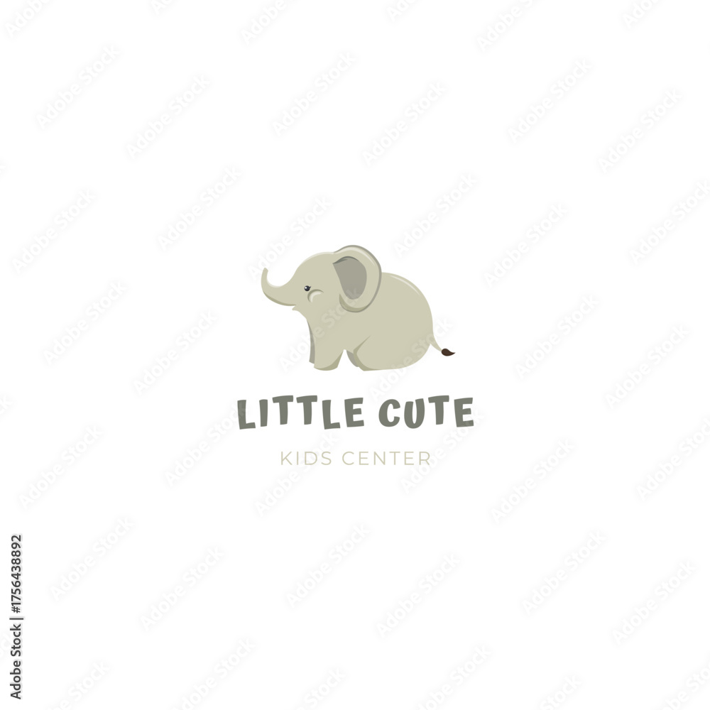 Obraz premium Adorable elephant logo design, perfect for kids center branding, captures innocence and playfulness, creating a warm, inviting atmosphere for young children