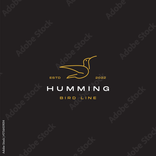 Elegant hummingbird line art logo design for modern brand, perfect for nature-inspired business with a touch of sophistication and minimalist aesthetic
