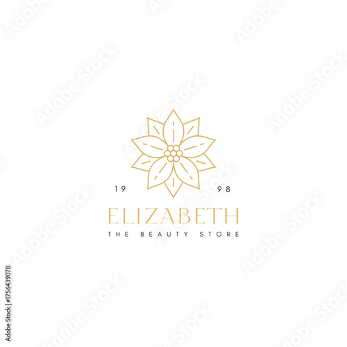 Elegant golden floral logo design perfect for luxury beauty brand or high-end boutique, conveying sophistication and timeless appeal for your business