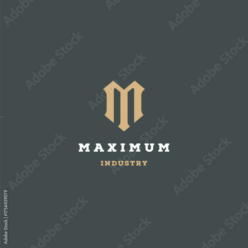 Strong and bold letter M logo design for a modern industrial company or brand, projecting power and reliability to attract customers and investors