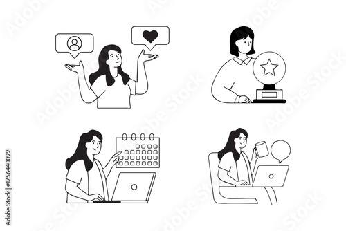 Stock image naming for business people icons: A set of vector business people icons as stick figures and silhouettes for office, team, and finance illustration