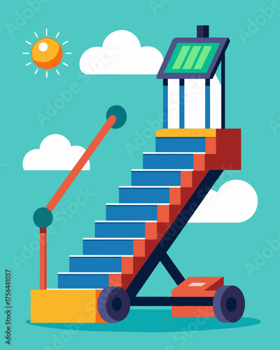 A solarpowered stair climber offering a challenging workout while reducing the gyms carbon footprint.. Vector illustration