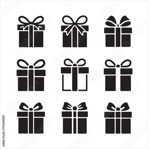 Set of colorful gift boxes with ribbons and bows vector illustration