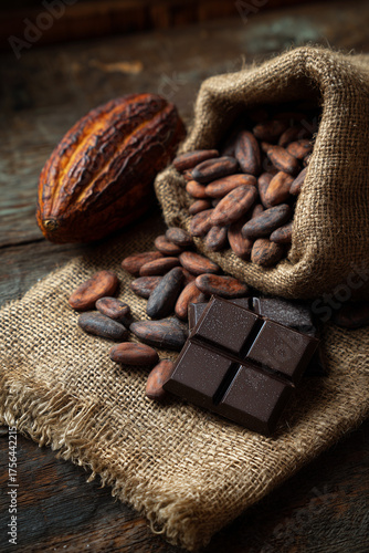 Artistic Arrangement of Dark Chocolate Squares