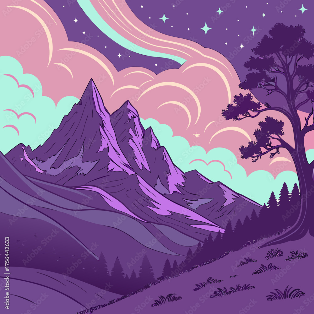 Fototapeta premium Galactic Mountainscape