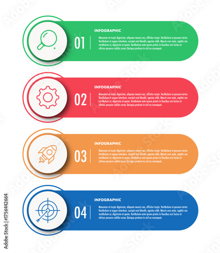 Infographics template element design 4 step color style for business strategy, start up, logic analysis, presentation, theory basic operation vector 10 eps
