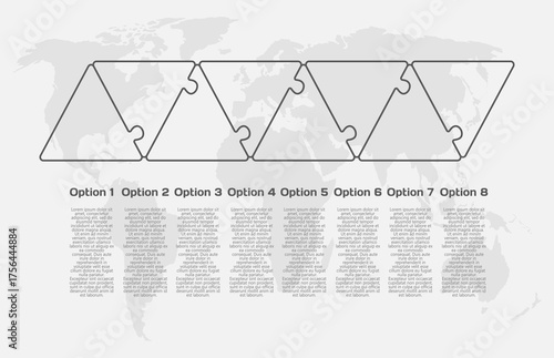 Eight steps line infographic, puzzle diagram