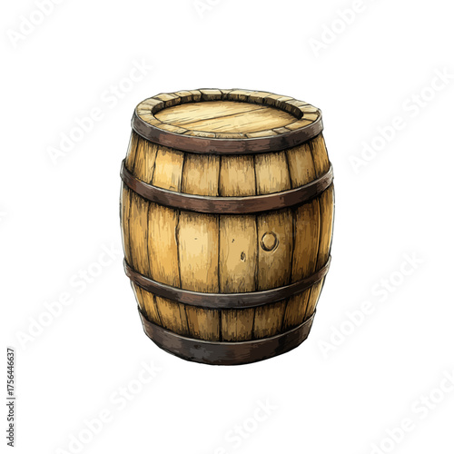 old barrel hand drawn illustration