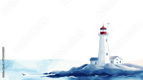 Peggy?s Cove Lighthouse. Peggy?s Cove Lighthouse hand drawn watercolor illustration