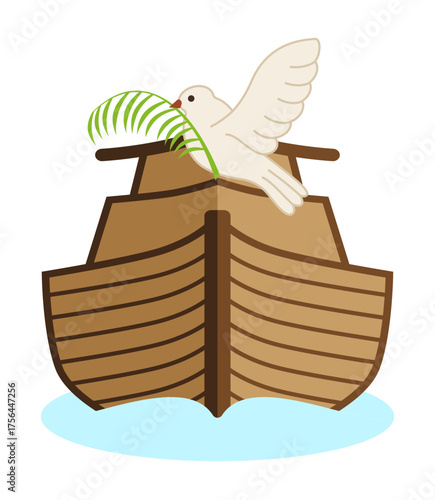 Noah's Ark Badge. A ship that saves animals and people from the Flood. Biblical history. Christian and Jewish history. EPS10 Vector illustration