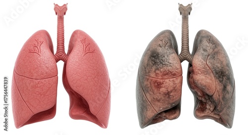 Healthy vs. Smoker s Lungs Comparison smoking respiratory disease anatomy organ medical illustration damage cancer tobacco bronchitis