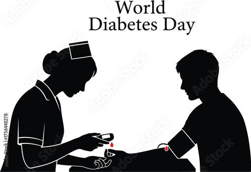 Nurse taking blood sample from patient for world diabetes day medical and healthcare concept