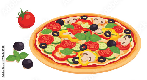Delicious vegetarian pizza with fresh toppings and healthy ingredients.