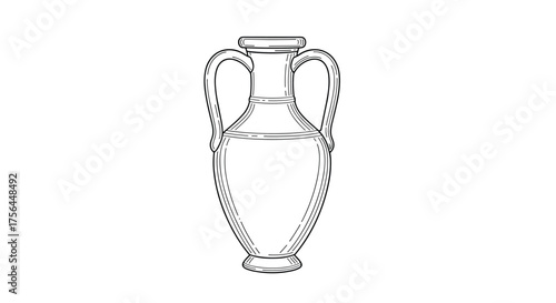 An elegant ancient Greek amphora pottery vessel with two handles and a flared neck for storing liquids.