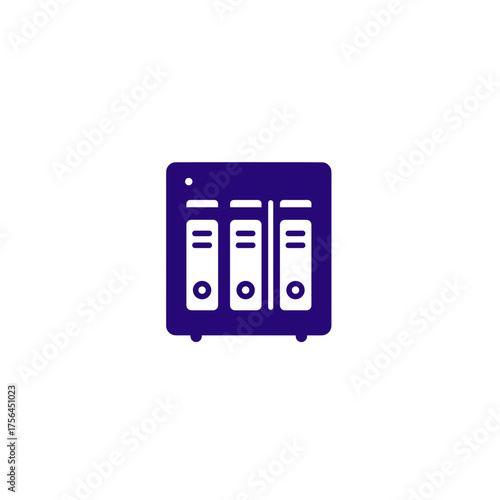 Office filing cabinet in dark blue on a transparent background in a minimalist design