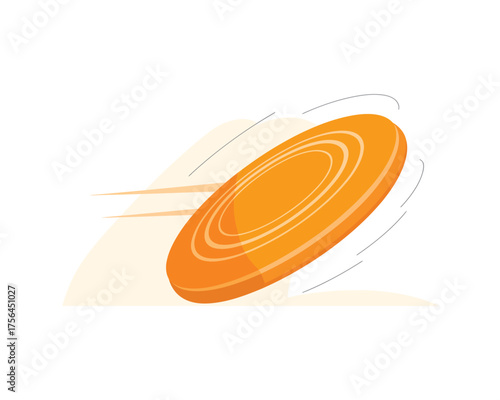 Orange frisbee flying through the air with motion blur