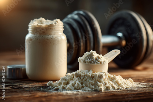 close-up of protein powder scoop 