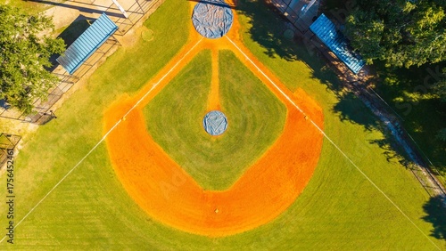 Drone straight down view of a Baseball Diamond