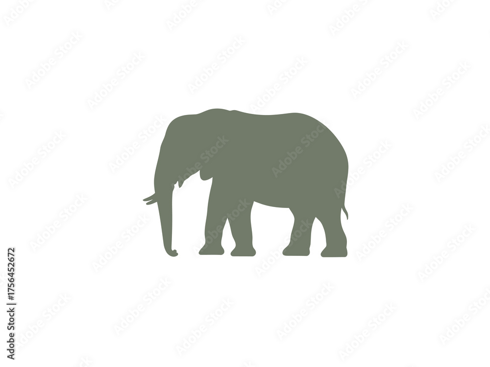 Fototapeta premium Silhouette of a large elephant walking against a white background