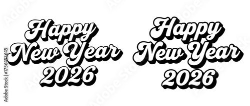Vector art of retro happy new year 2026 typography design for vintage celebrations and greetings generated with ai