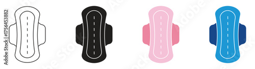 Feminine hygiene pad icon set, sanitary napkin symbol . Vector illustration.