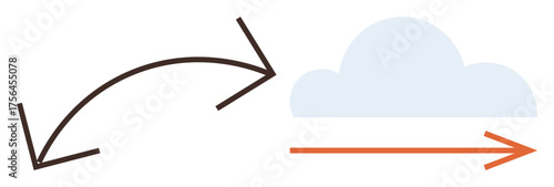 Two arrows symbolize movement between local storage and cloud storage. One is curved, the other is straight, reinforcing bidirectional flow. Ideal for technology, data management, cloud computing