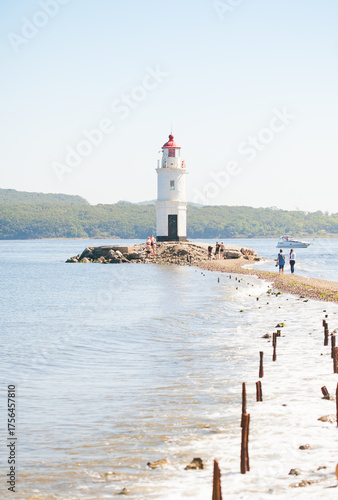 Lighthouse Tokarevskaya koshka with vane anemometer in Vladivostok