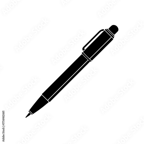 Simple black ballpoint pen drawing vector art minimalist line design scalable illustration