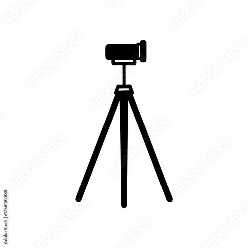 Black camera tripod isolated vector graphic scalable illustration for photography and videography