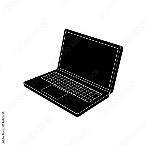 Vector illustration of a sleek closed black laptop computer icon minimalist design