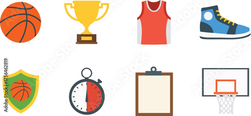 Basketball Set Flat Icons Collection