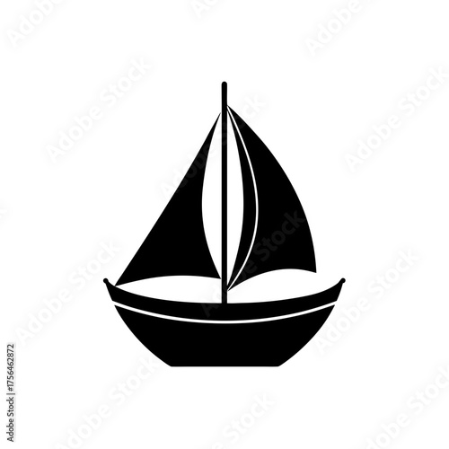Simple blue sailing boat vector icon illustration for maritime and travel themes